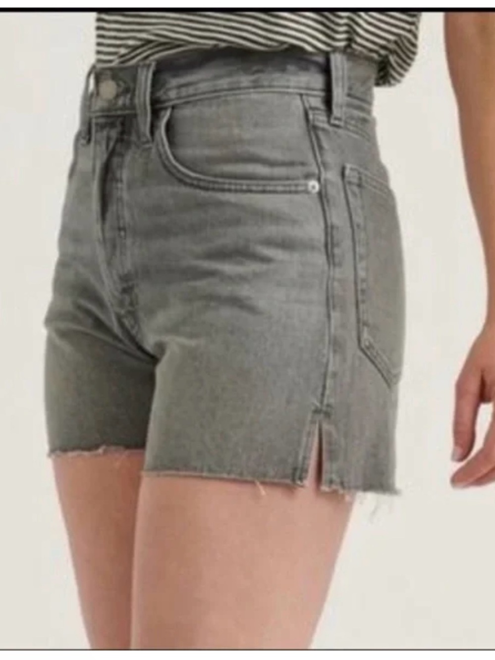 Lucky Brand Gray High-Rise Jean Shorts with Side Slit